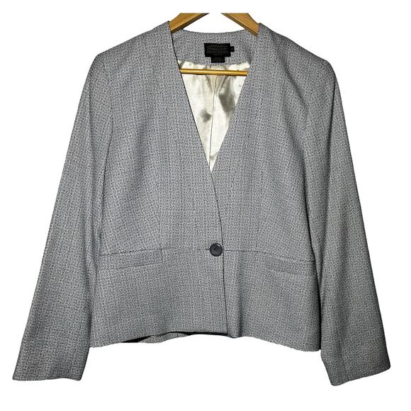 Pendleton Blazer Womens 8 Tweed Wool Blend Lined Classic Jacket Blue Gray NWOT - Picture 1 of 9